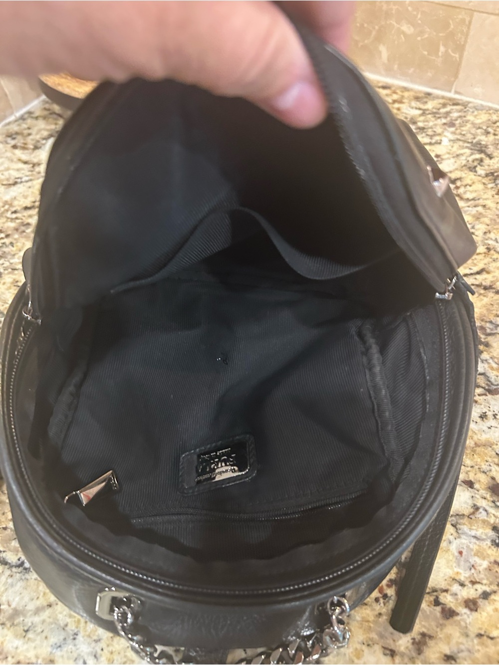 Furla Black Leather Mini Backpack Genuine Leather Rare - Picture 6 of 8